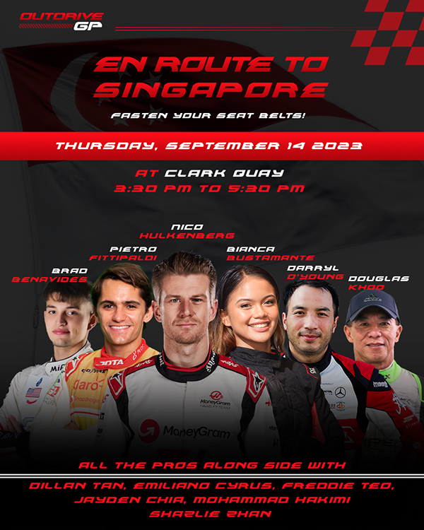 OutDrive GP En Route to Singapore sim-racing event poster